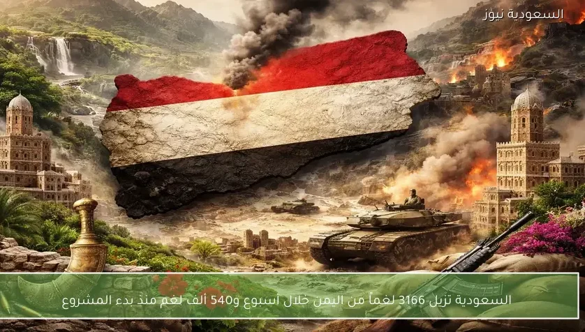 السعودية تزيل 3166 لغماً من اليمن خلال أسبوع و540 ألف لغم منذ بدء المشروع